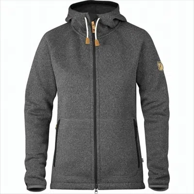 Fjallraven Kanken Heathered Grey Long-sleeve Hoodie With Functional Zipper Pockets In Gray