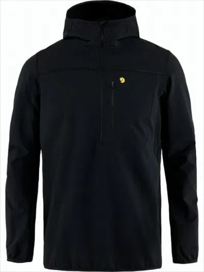 Fjallraven Kanken Minimalist Half-zip Jacket With Hood And Chest Pocket In Black