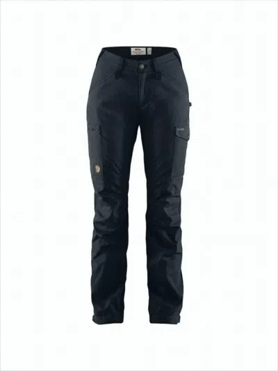 Fjallraven Kanken Tailored Straight Pants With Mid-rise Waist And Cargo Pockets In Blue