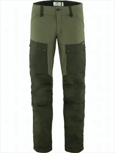 Fjallraven Kanken Two-tone Straight Fit Pants With Reinforced Detailing In Green