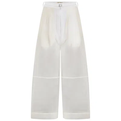 F.j.k By Farah Kadhimi Women's White Lora- The Transparent Ivory Trousers
