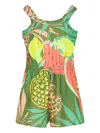Fk Floral-print Playsuit In Green
