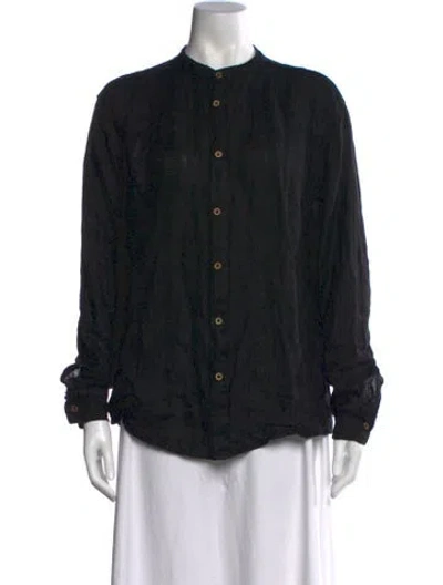 Pre-owned F**k Project Long Sleeve Button-up Top In Black