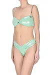 F**k Project Metallic Effect Bandeu Bikini In Aquamarine