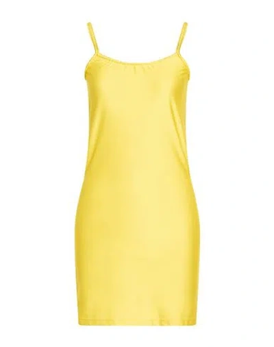 F**k Project Woman Mini Dress Yellow Size L Polyester, Elastane