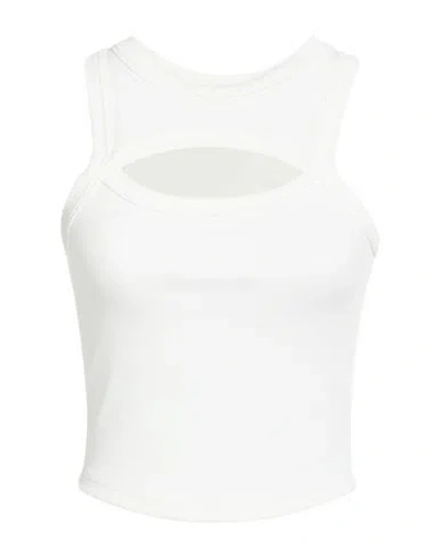 F**k Project Woman Tank Top White Size S Polyester, Elastane