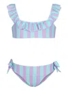 Fk Striped Ruffled Bikini In Multi