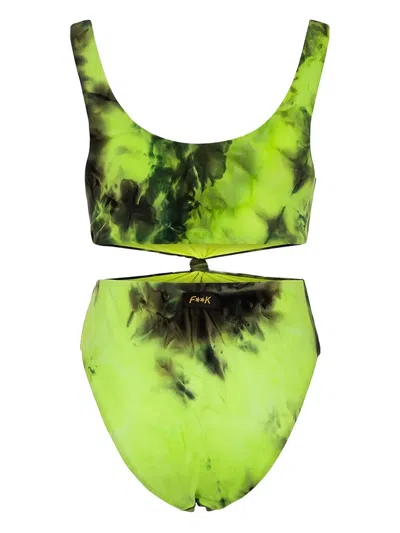 Fk Kids' Tie-dye Cut-out Swimsuit In Green