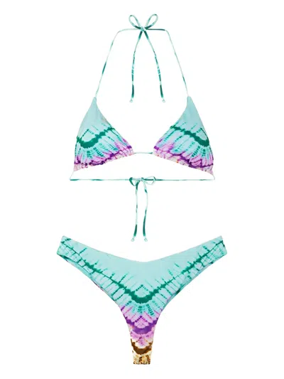 Fk Tie-dye Triangle Bikini In Blue
