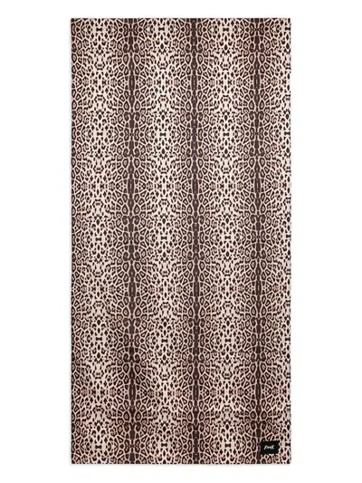 F**k Woman Fantasy Leopard-print Beach Towel In Brown