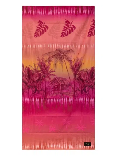 F**k Woman Hibiscus Palm-tree Beach Towel In Red