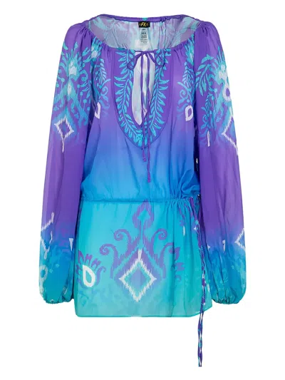 F**k Woman Ombré-effect Mini Beach Dress In Blue