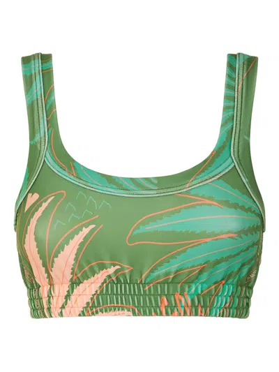 F**k Woman Tropical-print Square-neck Top In Green