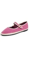 Flabelus Ariadna Linen Mary Jane Flats Pink/light Beige In Pink