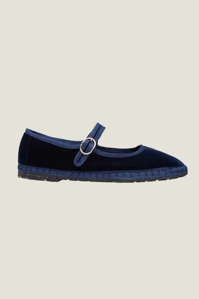 Flabelus Aspiga Womens Sustainable Leather Mary Jane Ballet Navy In Blue