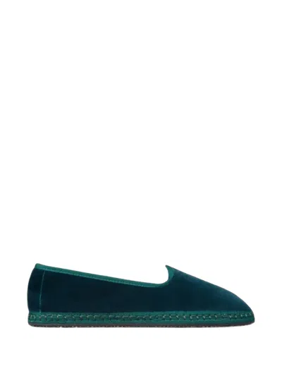 Flabelus Bernarda Velvet Loafers In Green