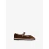 Flabelus Brown Kids' Balthasar Velvet Ballet Flats Eur 24 / 7 Uk In Brown
