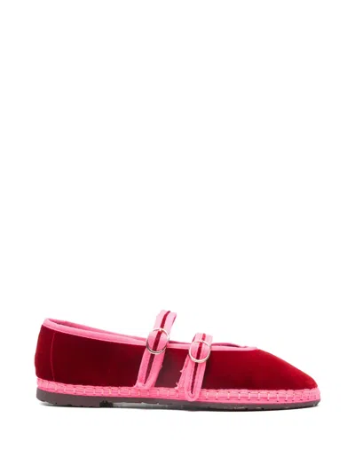 Flabelus Claire Double-strap Ballet Flats In Red