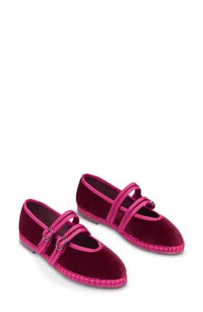 Flabelus Claire Mary Jane Flat In Burgundy