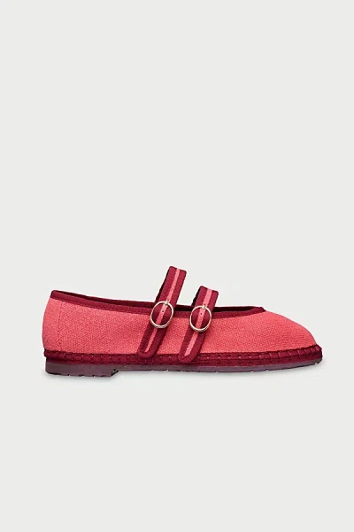 Flabelus Double Strap Linen Mary Jane Flat In Pink, Women's At Urban Outfitters
