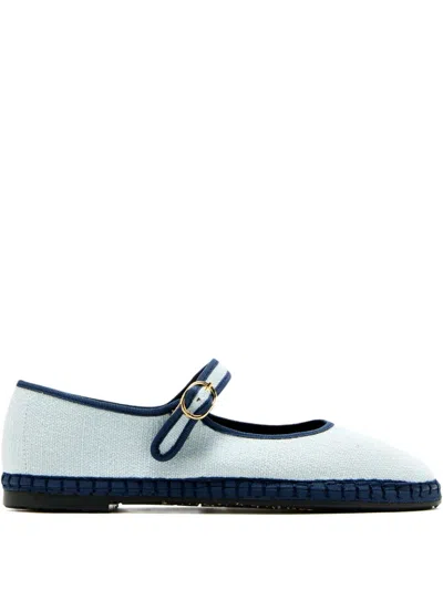 Flabelus Elia Buckled Ballet Flats In Blue