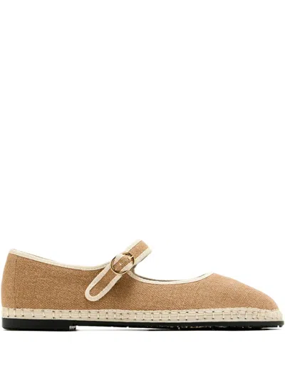 Flabelus Elia Buckled Ballet Flats In Brown
