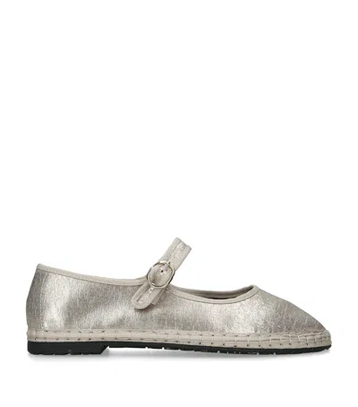 Flabelus Flor Mary Jane Flats In Silver