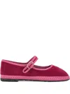 Flabelus Frances Velvet Ballet Flats In Pink