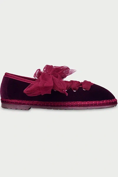 Flabelus Ginevra Lace Up Mary Jane Shoe In Maroon, Women's At Urban Outfitters In Animal Print
