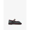 Flabelus Velvet Georgina Mary Janes In Gray