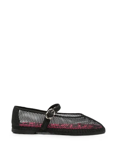Flabelus Isabella Mesh Ballet Flats In Black