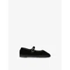 Flabelus Black Kids' Antonia Cotton-velvet Mary Jane Flats Eur 28 / 10 Uk