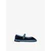 Flabelus Navy Kids' Montague Cotton-velvet Mary Jane Flats Eur 31 / 12.5 Uk