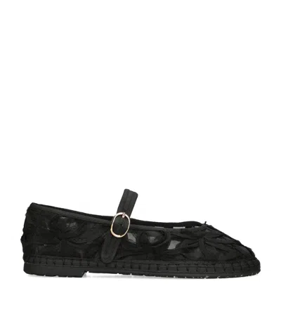 Flabelus Lace Pierre Mary Janes In Black