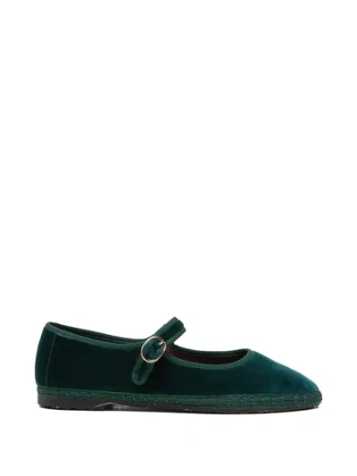 Flabelus Leonor Velvet Ballet Flats In Green