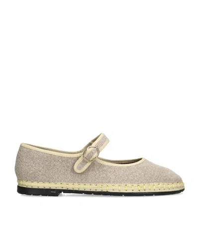 Flabelus Linen Imelda Mary Janes In Sand