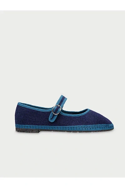 Flabelus Linen Mary Jane Flat In Arthur, Women's At Urban Outfitters In Blue