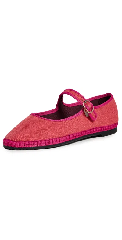Flabelus Linen Mary Jane Flats Light Pink
