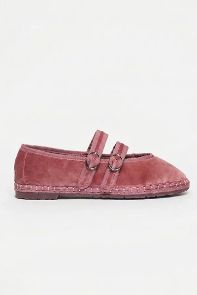 Flabelus Mae Strappy Velvet Mary Jane Flat In Pink, Women's At Urban Outfitters