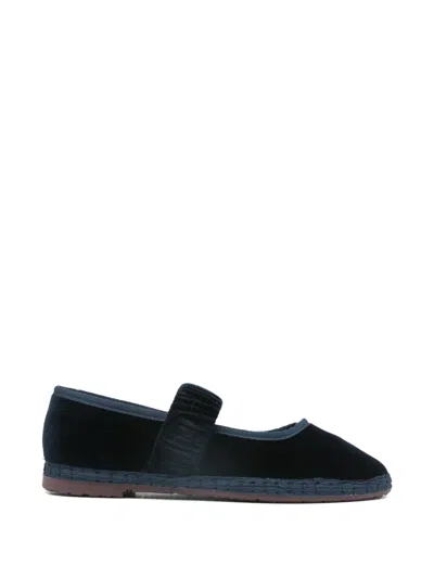 Flabelus Mafalda Ruched-strap Ballet Flats In Black