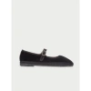 Flabelus Womens Dark Green Mafalda Scrunched-strap Cotton-velvet Ballet Flats