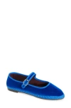 Flabelus Velvet-finish Buckle Ballet Flats In Blue