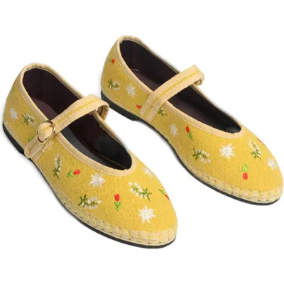 Flabelus Pierre Mountain Garden Mary Jane Flat In Yellow
