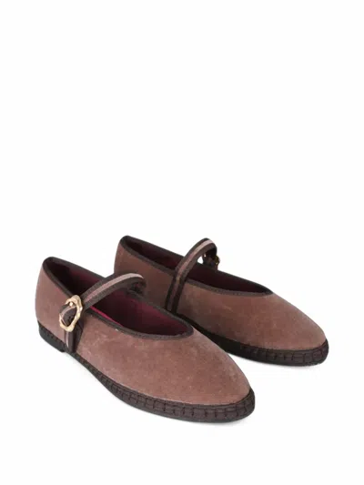 Flabelus Pierre Velvet Ballet Flats In Brown