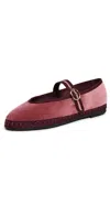 Flabelus Pierre Velvet Mary Jane Flats Burgundy In Burgundy