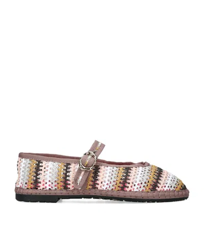 Flabelus Raffia Stripe Pierre Ballet Flats In Multi