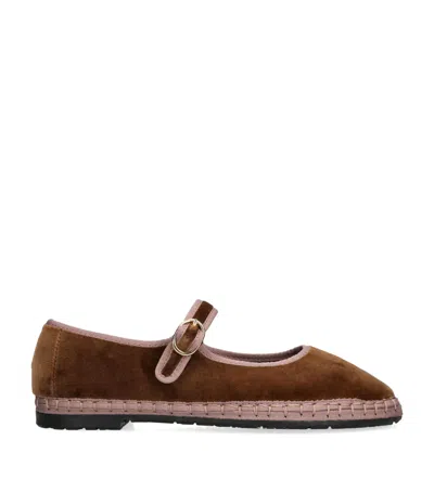 Flabelus Velvet Balthasar Mary Janes In Brown
