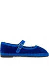 Flabelus Velvet-finish Buckle Ballet Flats In Multi