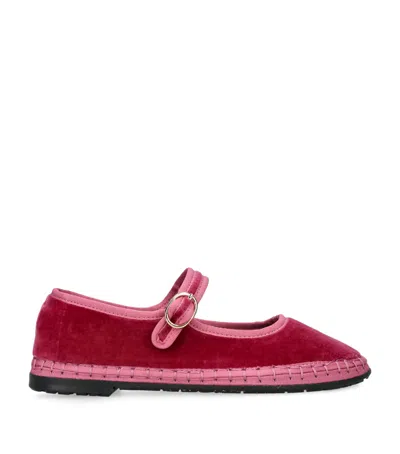 Flabelus Kids' Velvet Frances Mary Janes