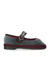 Flabelus Velvet Georgina Mary Janes In Gray